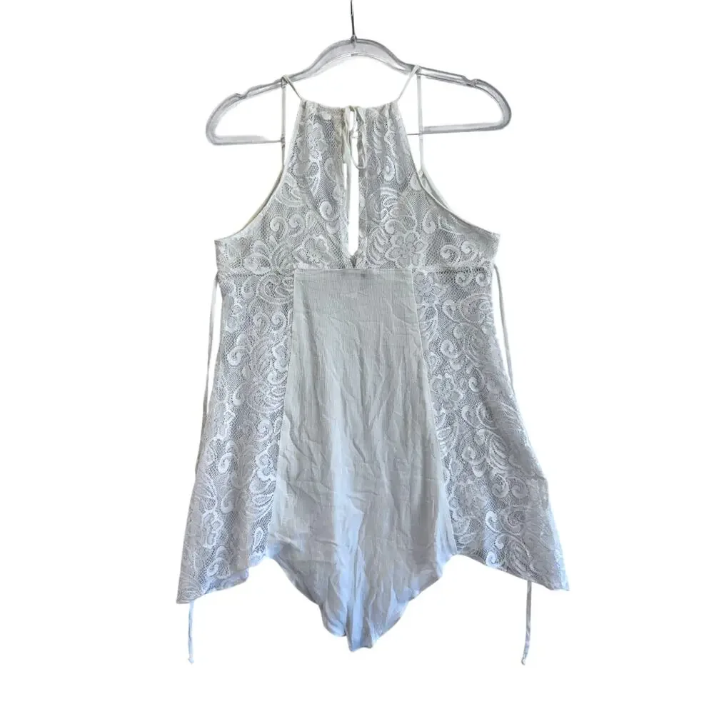 Linea Donatella Flower Child Sheer Lace Chemise Lingerie Nightgown M bohemian